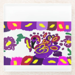 Peacock  warm     glass coaster