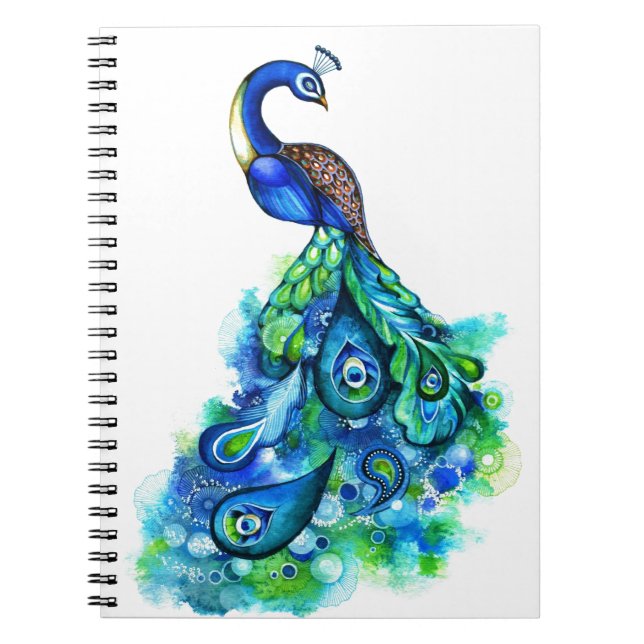 Peacock Watercolor Notebook (Front)