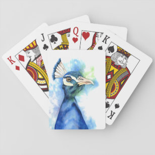 Peacock Watercolor Painting Playing Cards