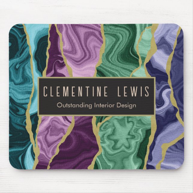 Peacock Watercolour Agate V1 Customizable Mouse Pad (Front)