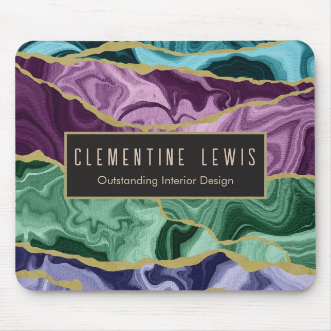 Peacock Watercolour Agate V2 Customizable Mouse Pad (Front)