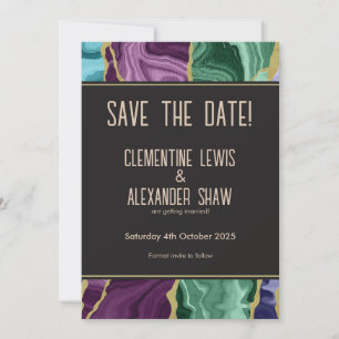 Peacock Watercolour Agate (vertical) Save The Date