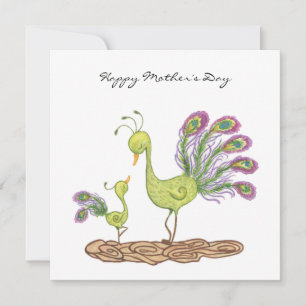 peacock watercolour mother's day card