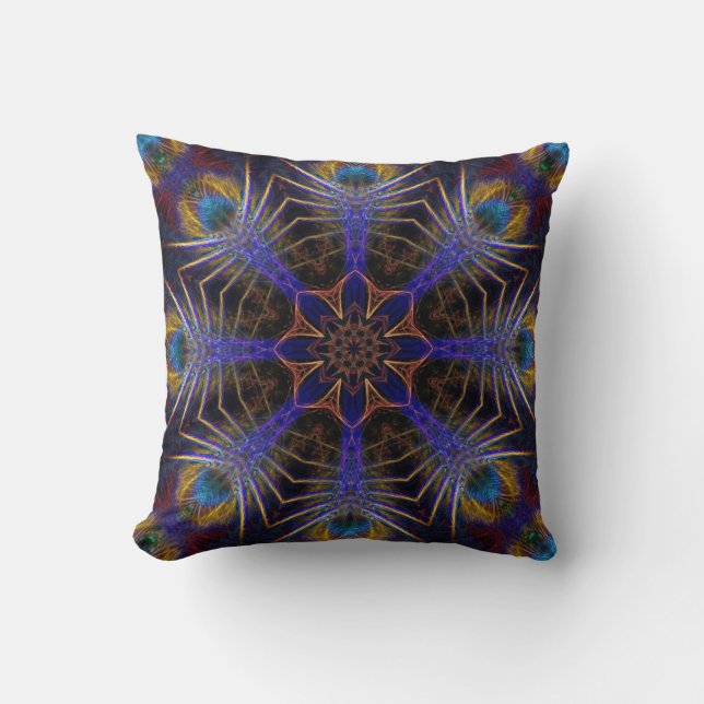 Peacock Web Fractals Jumbo Cushion Pillow (Front)