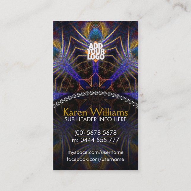 Peacock Web Tarot New Age Business Card (Front)