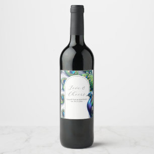 Peacock Wedding Custom Wine Bottle Labels