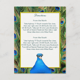 Peacock Wedding Direction Card