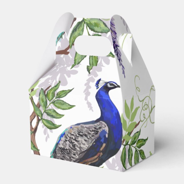 Peacock Wedding Favor Box (Front Side)