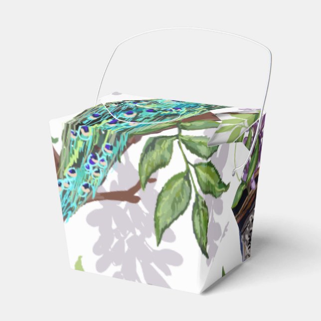 Peacock Wedding Favor Box (Front Side)