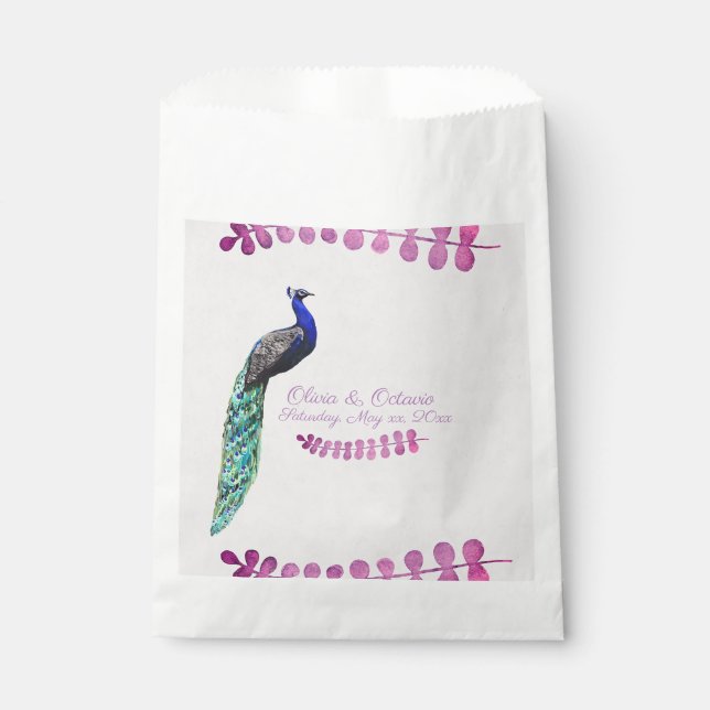 Peacock Wedding Favour Bag (Front)