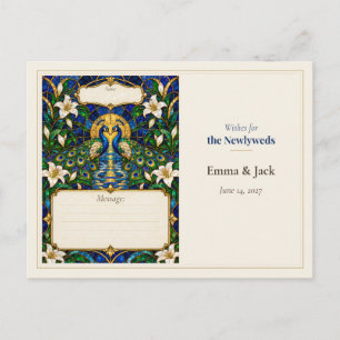 Peacock Wedding Guest Book Wishes Postcard