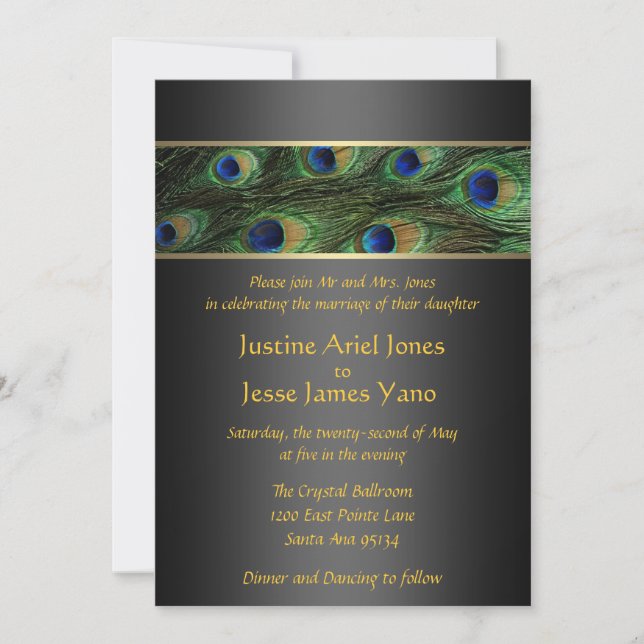 Peacock Wedding Invitation (Front)