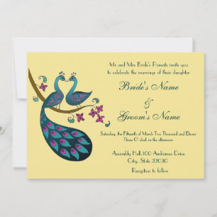 Peacock Wedding invitation, straw Invitation