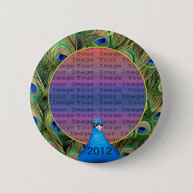Peacock Wedding Photo Button (Front)