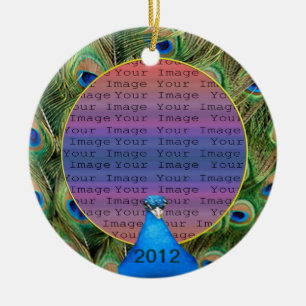 Peacock Wedding Photo Ornament