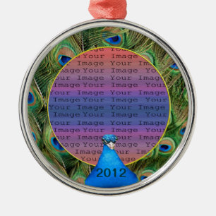 Peacock Wedding Photo Ornament