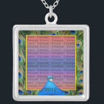 Peacock Wedding Photo Silver Necklace<br><div class="desc">Personalize this pretty necklace to have as wedding favours at your wedding reception or to have one yourself as a remembrance of your special day. This necklace is also the perfect gift for the bride at her bridal shower. Personalize by adding your photo, and changing the text in the fields...</div>