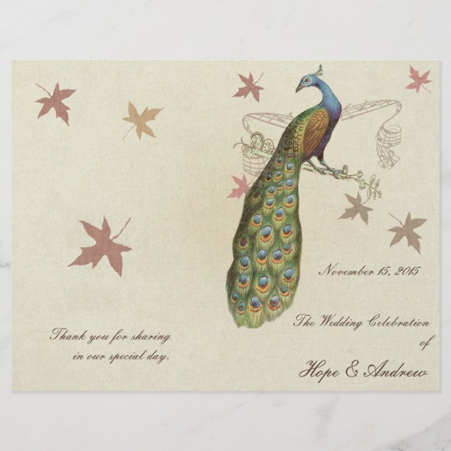 Peacock Wedding Program (Front)