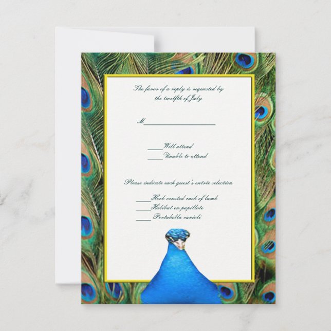 Peacock Wedding Response Card (Front)
