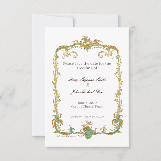 Peacock Wedding Save the Date Invitation (Front)