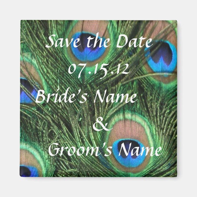 Peacock Wedding Save the Date Magnet (Front)
