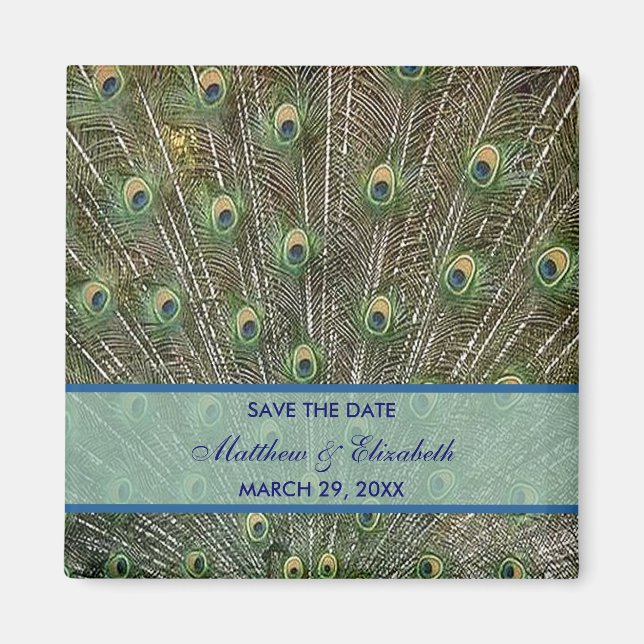 Peacock Wedding Save The Date Magnet (Front)