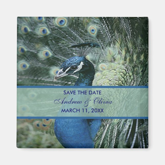 Peacock Wedding Save The Date Magnet (Front)
