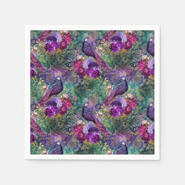 Peacock Wedding Supplies Paper Napkins (Front)