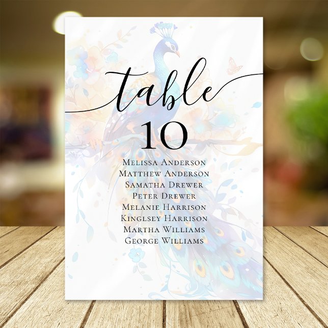 Peacock Wedding Table Seating Chart Table Number (Creator Uploaded)