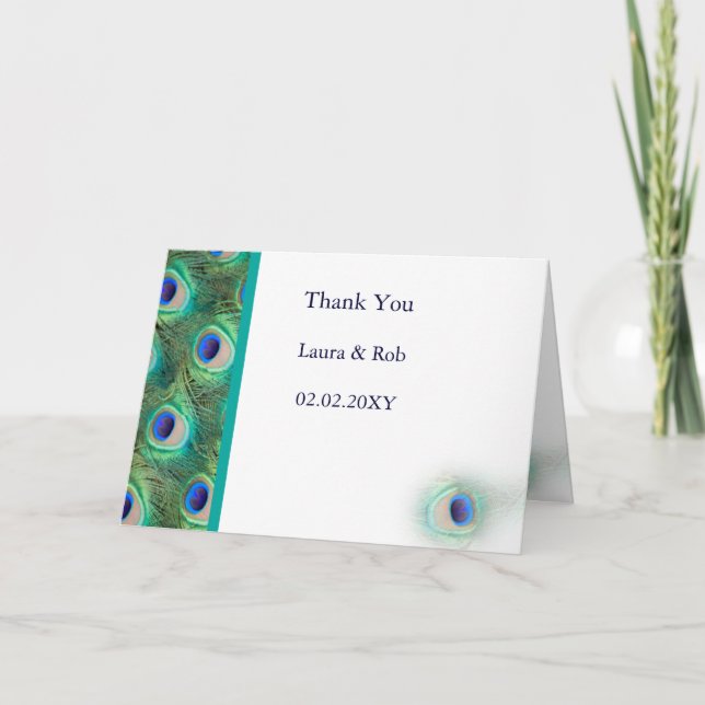 peacock wedding Thank You Card (Front)