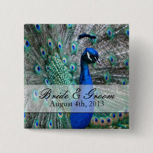 Peacock Wedding Theme 1 2 Inch Square Button