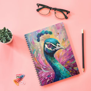 Peacock Whimsical Modern Impressionist Art Notebook