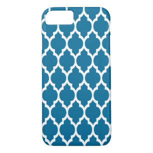 Peacock, White Moroccan Quatrefoil Pattern #4 Case-Mate iPhone Case