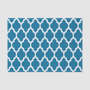 Peacock, White Moroccan Quatrefoil Pattern #4 Tissue Paper