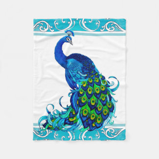 Peacock with blue border Blanket