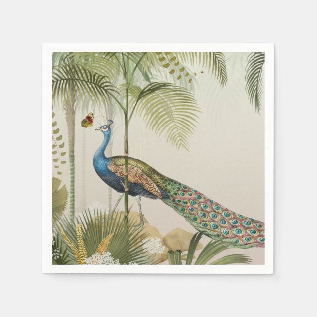 Peacock with butterflies napkin (Front)