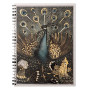 Peacock with chickens  (1878-1910)  Theo van Hoyte Notebook