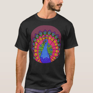 PEACOCK WITH DONUT PATTERN IN space theme birthday T-Shirt