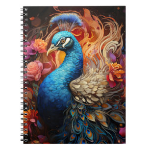 Peacock with feathers	 notebook