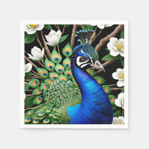 Peacock With Flowers Napkin