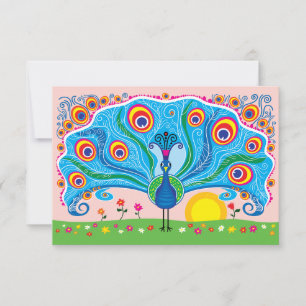 Peacock with Flowers Postcard