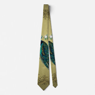 Peacock with flowers tie
