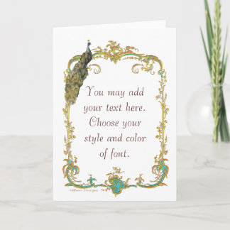 Peacock with Gold Frame Ornate Art Print Card