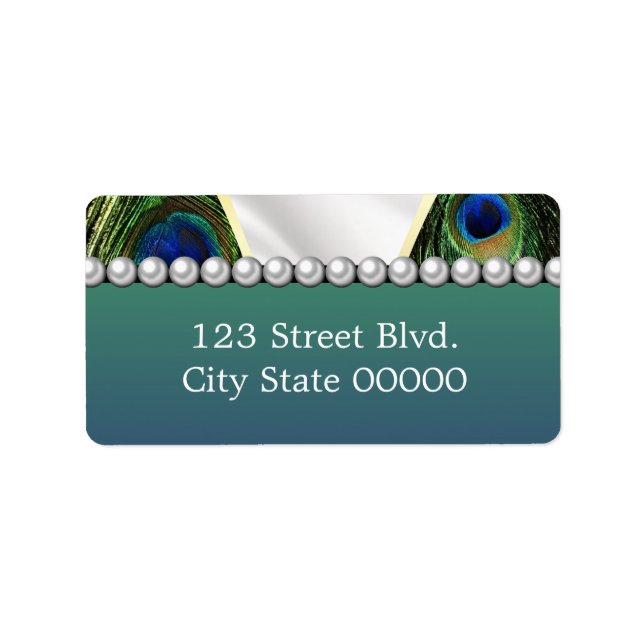 Peacock with Gold Silver Drapery Label (Front)