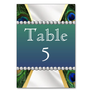Peacock with Gold Silver Drapery Table Number