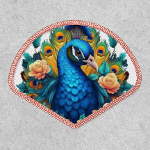 Peacock With Peach Roses