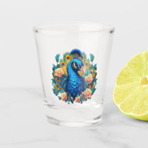 Peacock With Peach Roses