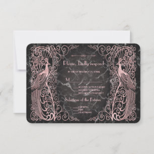 Peacocks Art Déco en marbre d'or rose RSVP