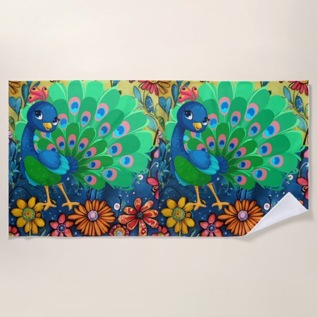 peacocks  beach towel (Front)