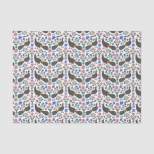 Peacocks Birds & Flowers Pattern Gift Tissue Paper